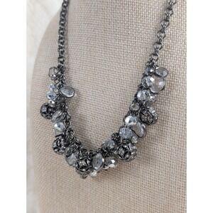 Elegant White House Black‎ Market Rhinestone Cluster Necklace Signed